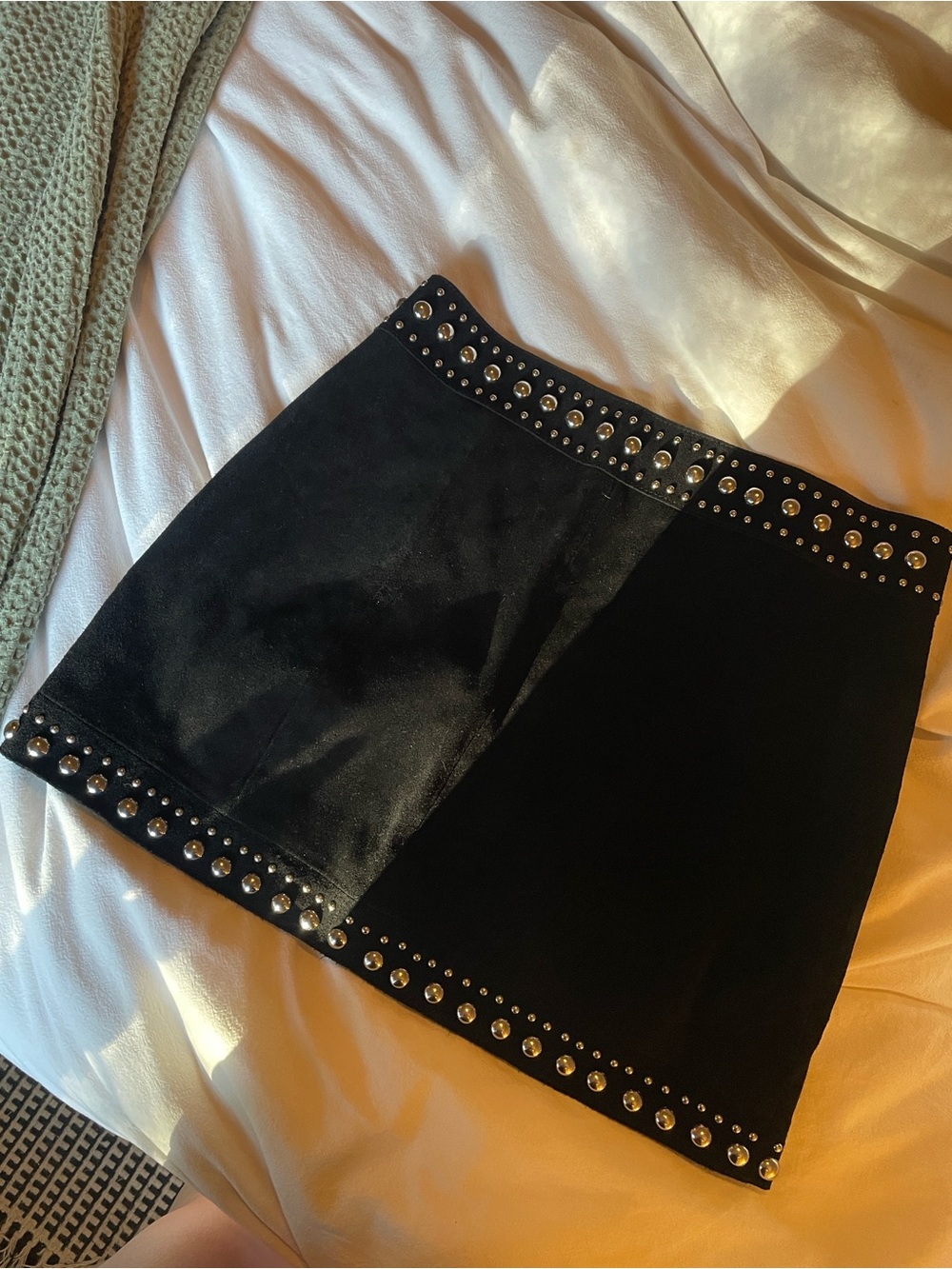 Free People Suede Studded Mini Skirt - Picture 3 of 4